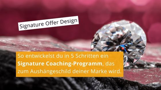 Read more about the article Signature Offer Design – In 5 Schritten zum Signature Coaching-Programm, mit dem du im vollen Markt nicht untergehst.